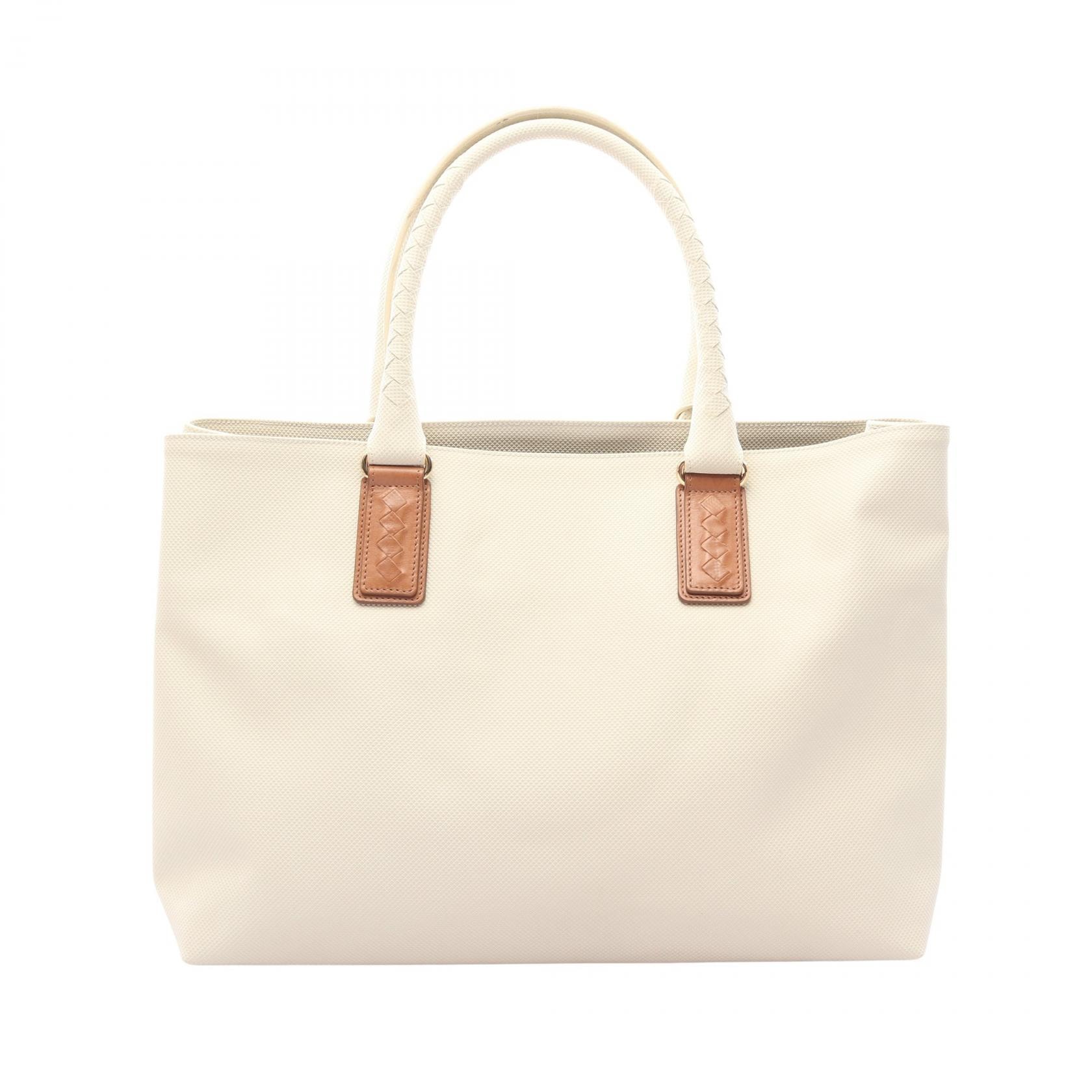 ボッテガヴェネタ BOTTEGA VENETA マルコポーロ イントレッチオジェット トートバッグ バッグ PVCコーティングキャンバス レザー メンズ アイボリー系 222498 【中古】