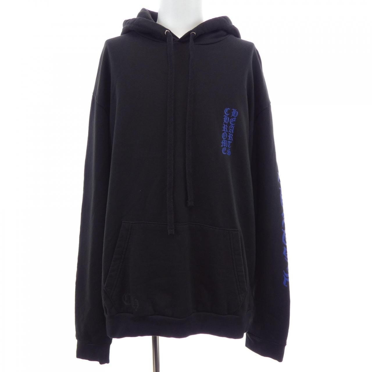 Chrome Hearts Vertical Logo Pullover Hoodie "Black/Blue"