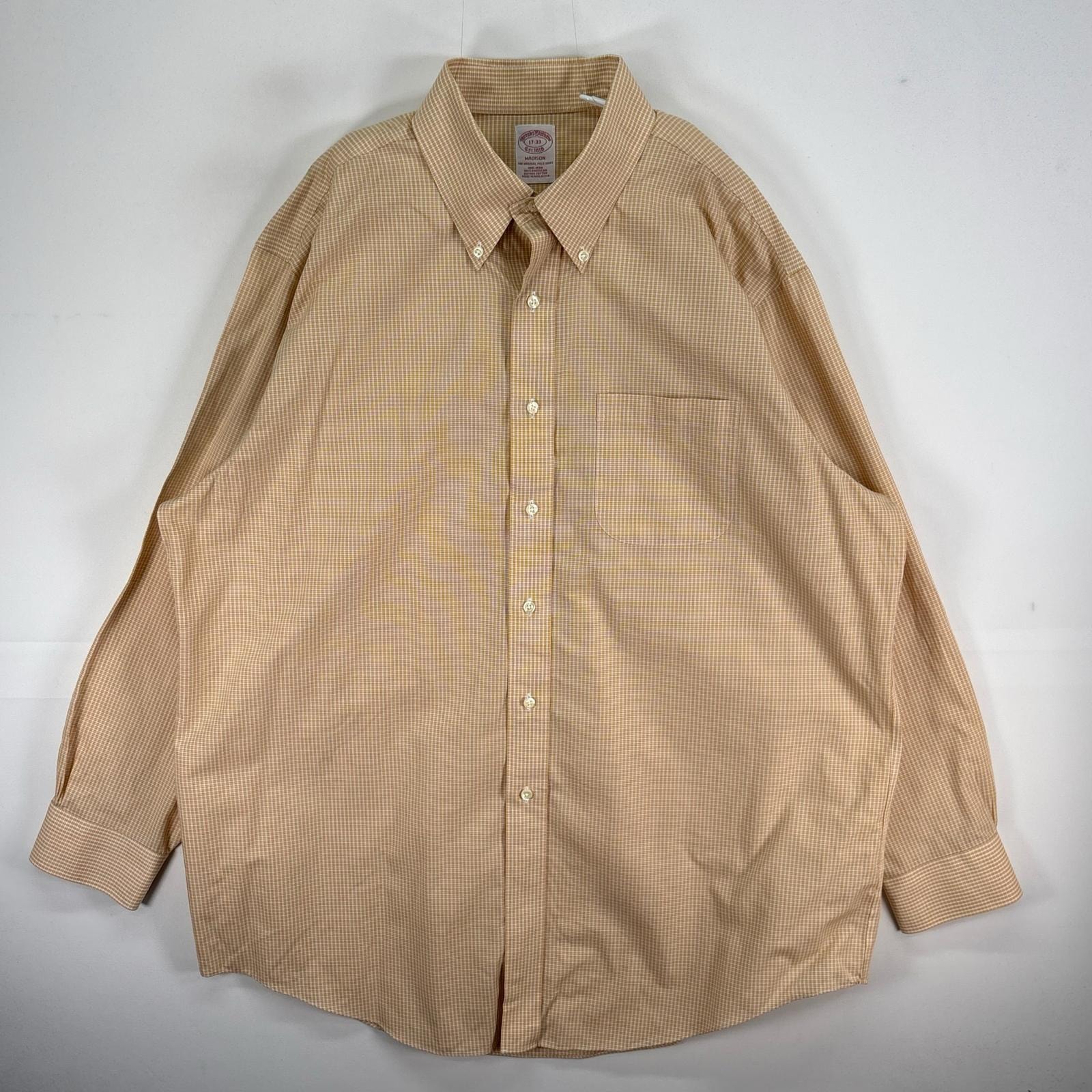 古着 ブルックスブラザーズ Brooks Brothers 長袖シャツ ボタンダウン MADISON 胸ポケ XL オレンジ系 チェック メンズ