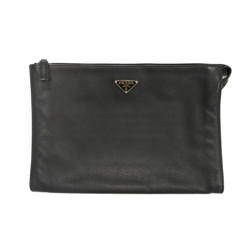 PRADA プラダ ヴィッテロ シティ ポーチ カーフ ブラック カードポケット セカンドバッグ RFID ICチップ トライアングルロゴ ネロ クラッチバッグ 2VN014