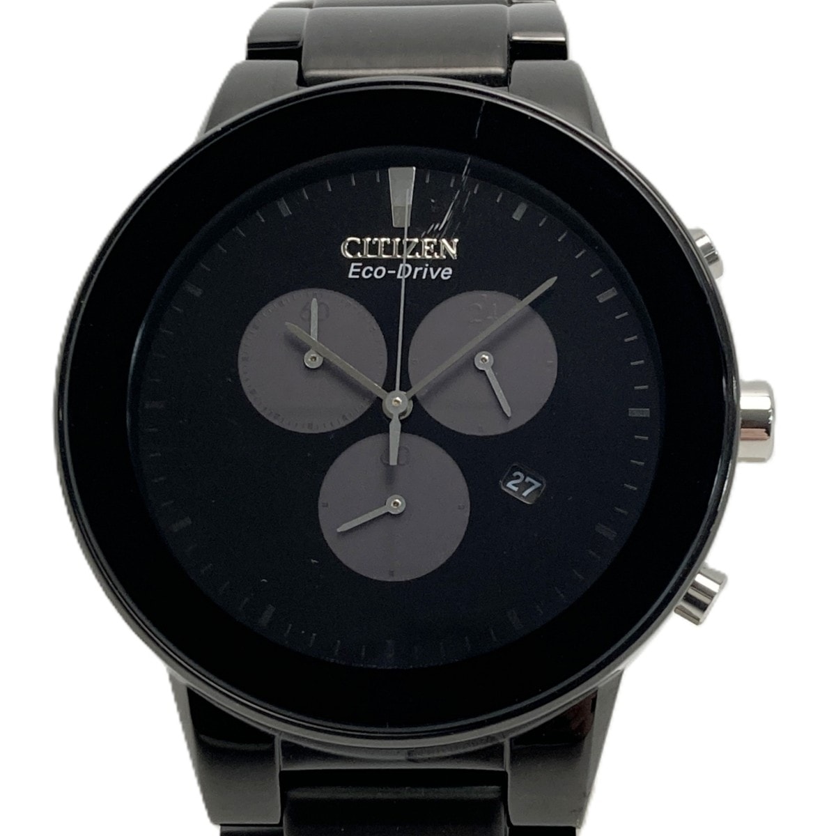 CITIZEN シチズン アクシオム クロノグラフ AT2245-57E ブラック エコドライブ メンズ 腕時計 Axiom