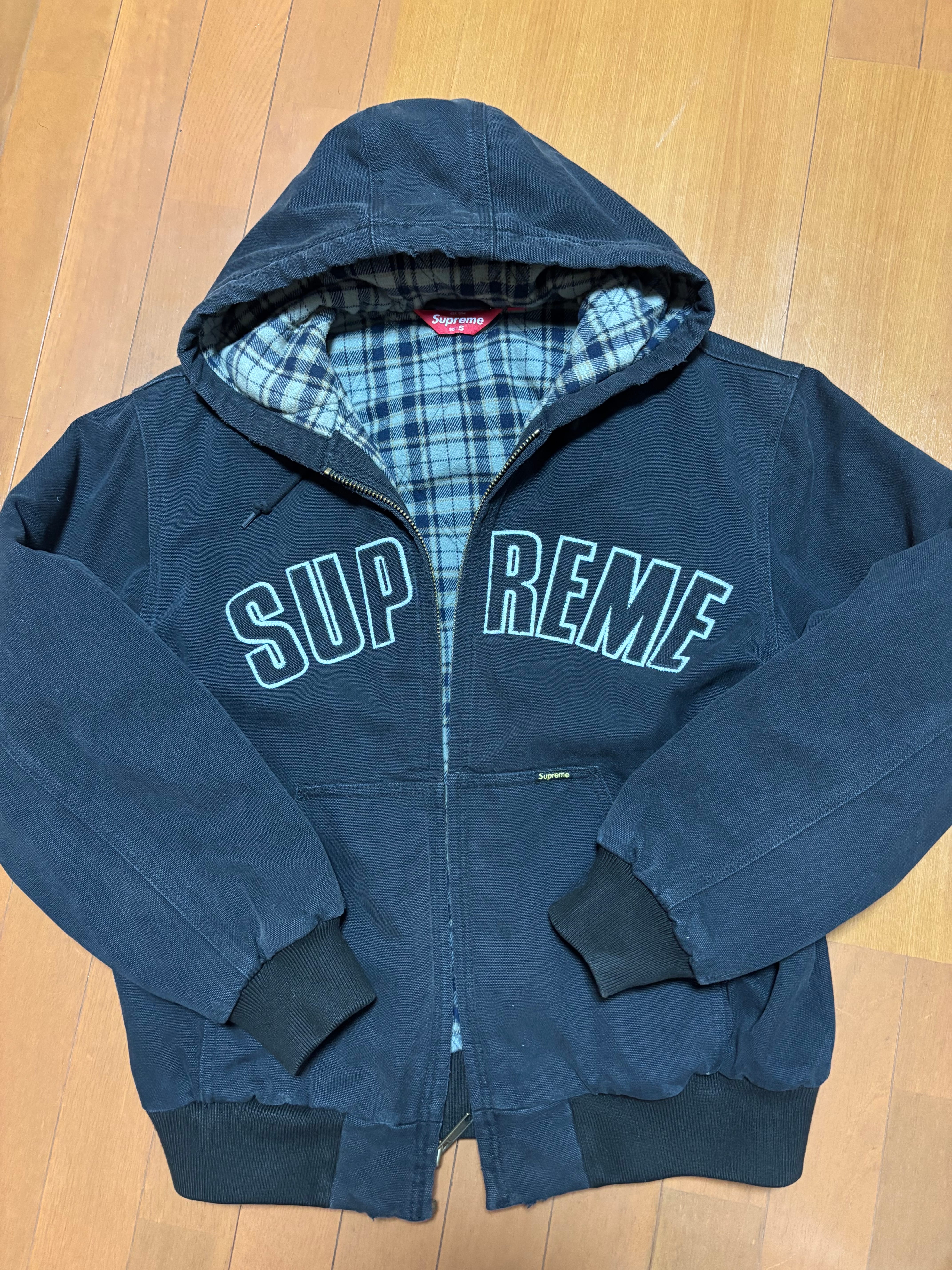 Supreme Reflective Arc Hooded Work Jacket "Black"