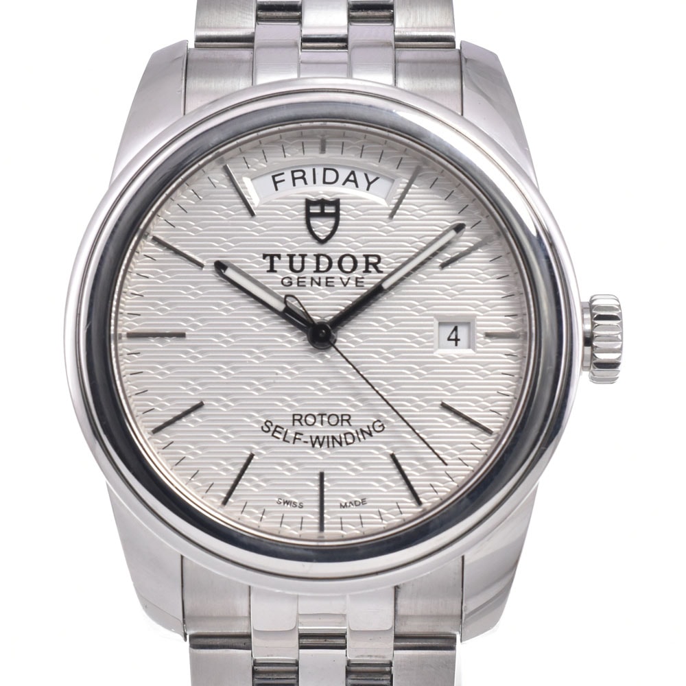 チューダー TUDOR 56000 グラマー デイトデイ シルバー 自動巻き メンズ 良品 保証書付き 腕時計 R#149222