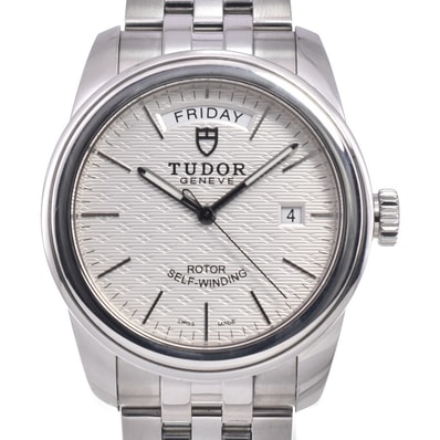 チューダー TUDOR 56000 グラマー デイトデイ シルバー 自動巻き メンズ 良品 保証書付き 腕時計 R#149222