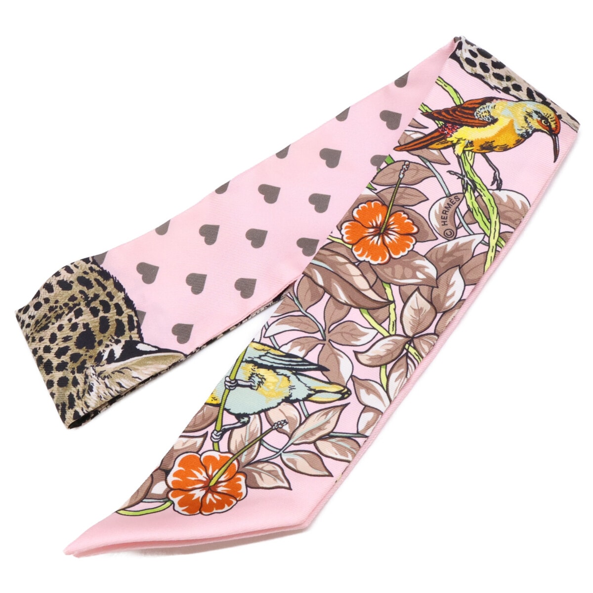 エルメス 【美品】H063513S 22 JUNGLE LOVE LOVE ジャングルラブラブ シルク ツイリー