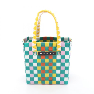 マルニ MARNI マイクロ バスケットバッグ ハンドバッグ バッグ レザー ポリプロピレン レディース グリーン系 / マルチカラー M00178M00IW0M215 【中古】