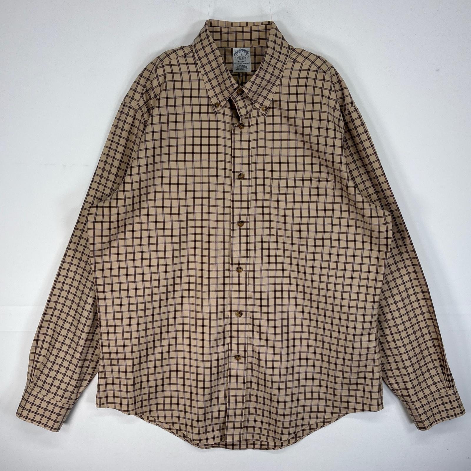 古着 ブルックスブラザーズ Brooks Brothers 長袖シャツ チェック 胸ポケ REGENT L  ベージュ系 マルチカラー メンズ