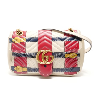 グッチ GUCCI GGマーモント ベルトプリント ショルダーバッグ【中古】