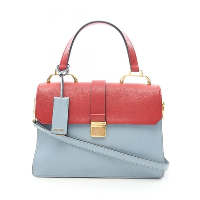 ミュウ ミュウ Miu Miu MADRAS マドラス 2WAY バイカラー ハンドバッグ バッグ レザー レディース ブルー系 / レッド系 【中古】