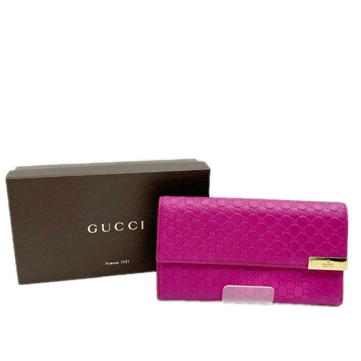 GUCCI グッチ 長財布 グッチシマ レディース 箱付 291099 ショッキングピンク