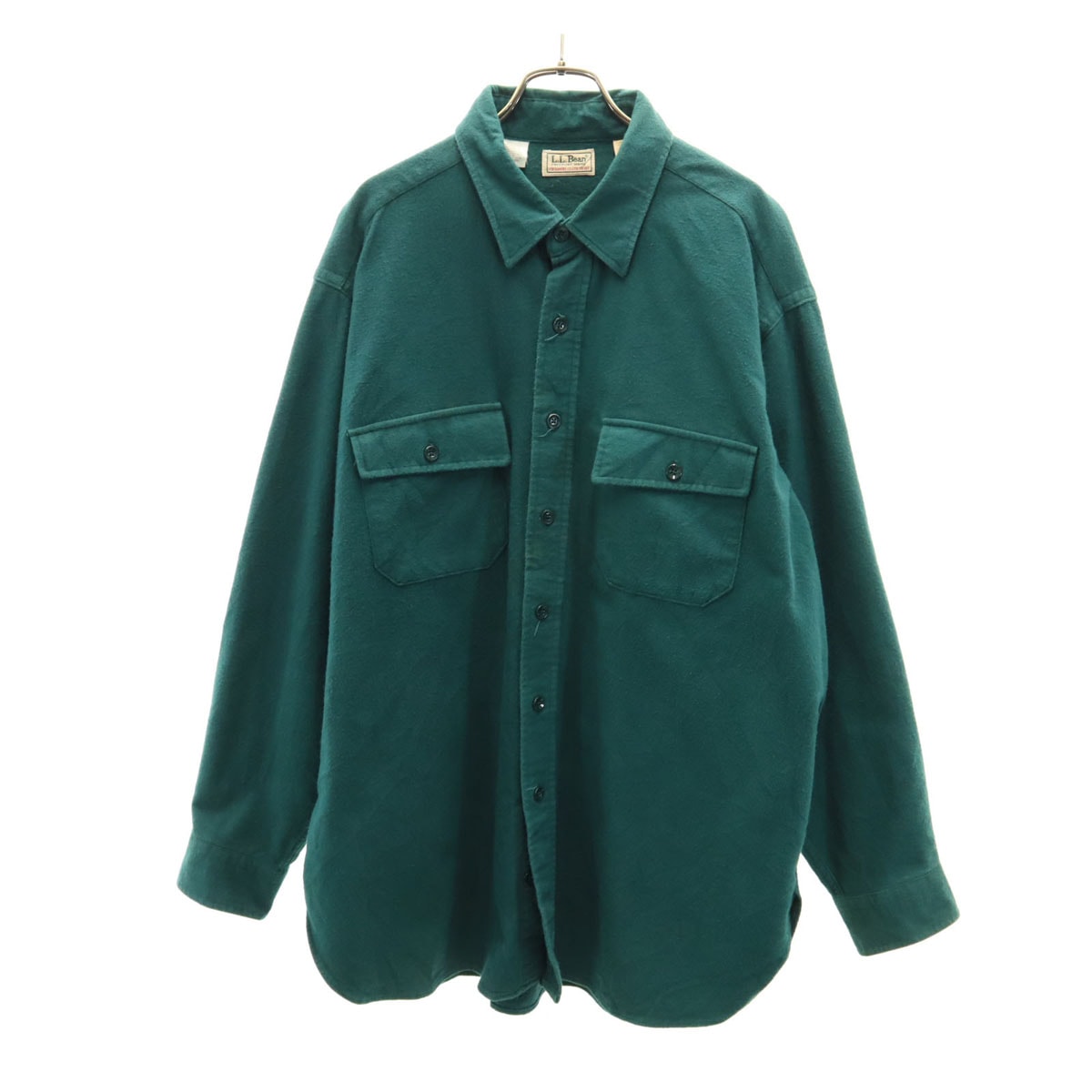 L.L.Bean エルエルビーン 80s USA製 ヴィンテージ 長袖 シャツ 171/2 グリーン アウトドア