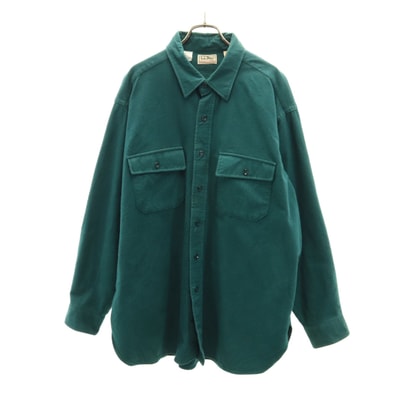 L.L.Bean エルエルビーン 80s USA製 ヴィンテージ 長袖 シャツ 171/2 グリーン アウトドア