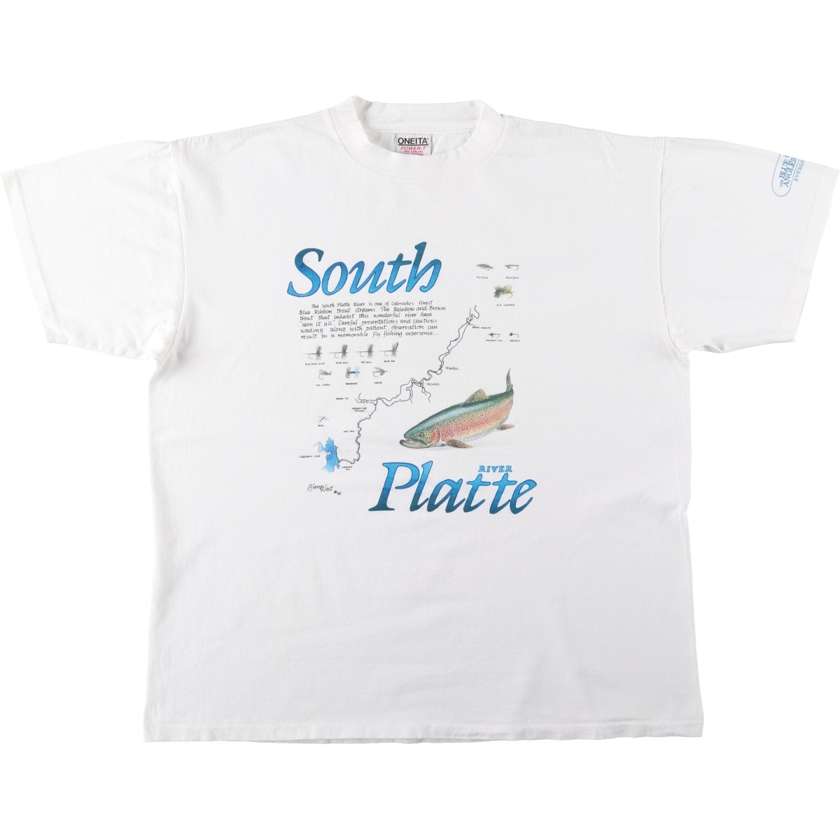 古着 90年代 オニータ ONEITA POWER-T 魚柄 アドバタイジングTシャツ USA製 メンズXL相当 ヴィンテージ/eaa661423