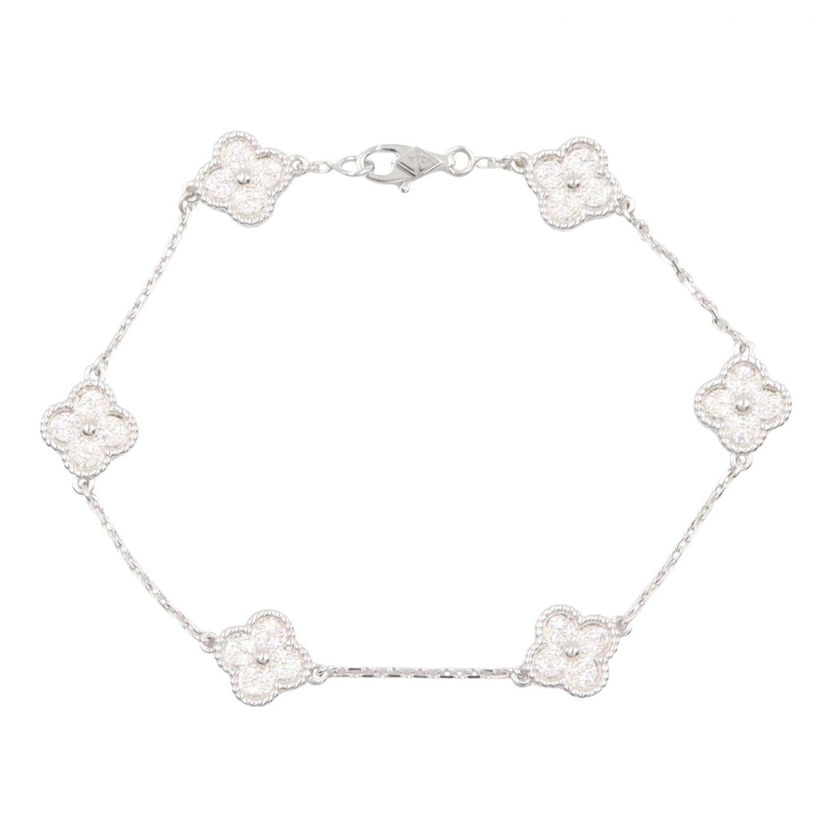 ヴァンクリーフ&アーペル Van Cleef & Arpels スウィートアルハンブラ ダイヤ 6モチーフ ブレスレット ブレスレット アクセサリー K18WG(ホワイトゴールド) ダイヤモンド レディース シルバー系 / クリア系