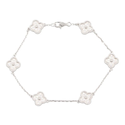 ヴァンクリーフ&アーペル Van Cleef & Arpels スウィートアルハンブラ ダイヤ 6モチーフ ブレスレット ブレスレット アクセサリー K18WG(ホワイトゴールド) ダイヤモンド レディース シルバー系 / クリア系
