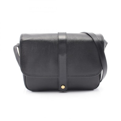 イヴ・サンローラン YVES SAINT LAURENT ロゴ ショルダーバッグ バッグ レザ- レディース ブラック系 【中古】