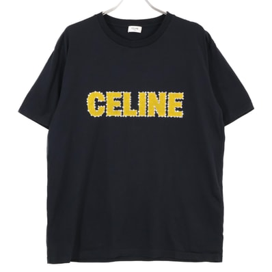 セリーヌ 2X15M671Q ブラック クラックロゴストーンデザインTシャツ S