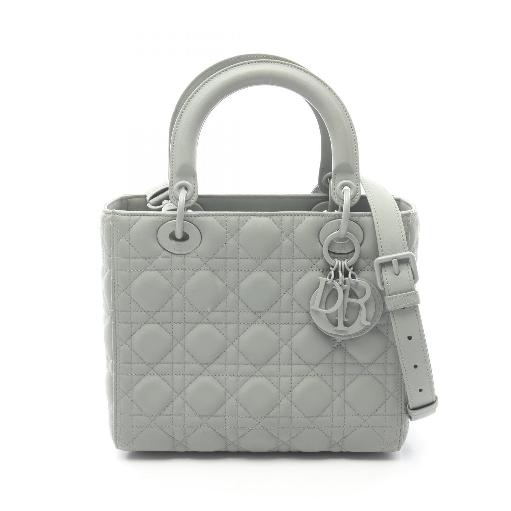 ディオール Dior LADY DIOR ミディアム カナージュ 2WAY ハンドバッグ バッグ レザー レディース グリーン系 【中古】