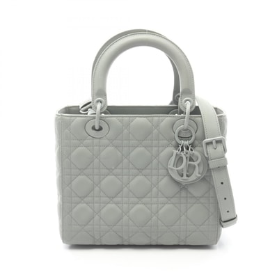 ディオール Dior LADY DIOR ミディアム カナージュ 2WAY ハンドバッグ バッグ レザー レディース グリーン系 【中古】