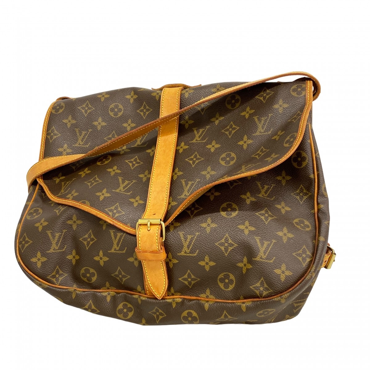 【6db2015】ルイヴィトン ショルダーバッグ モノグラム ソミュール35 M42254 ブラウン【中古】レディース