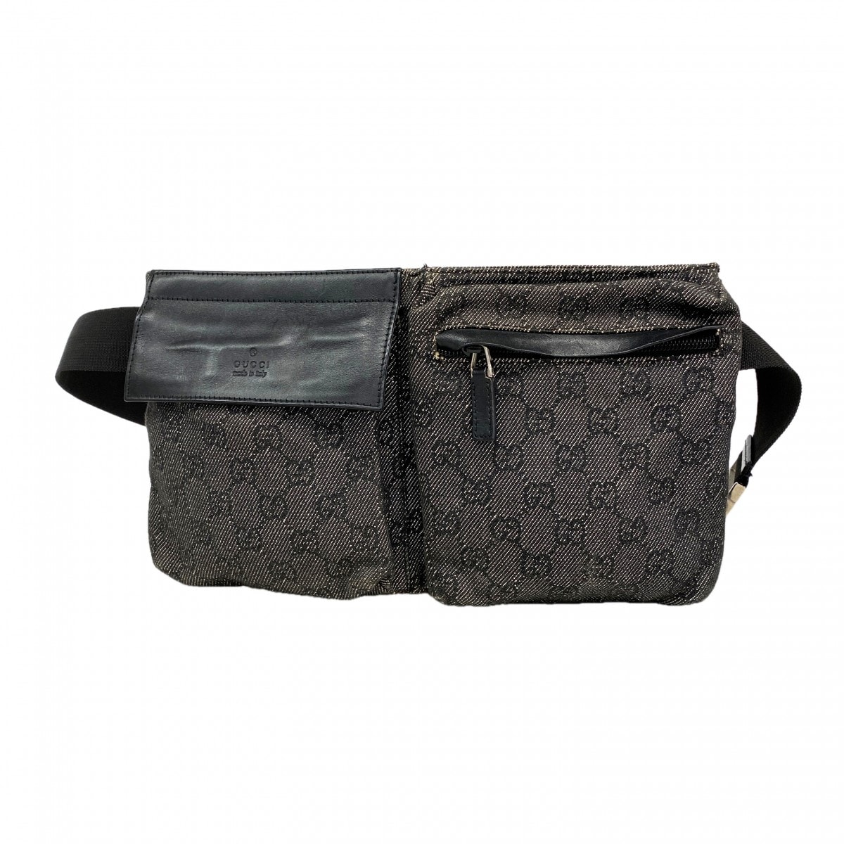 ★SALE【6db1688-k】グッチ ウエストバッグ 28566 デニム ブラック シルバー金具【中古】メンズ