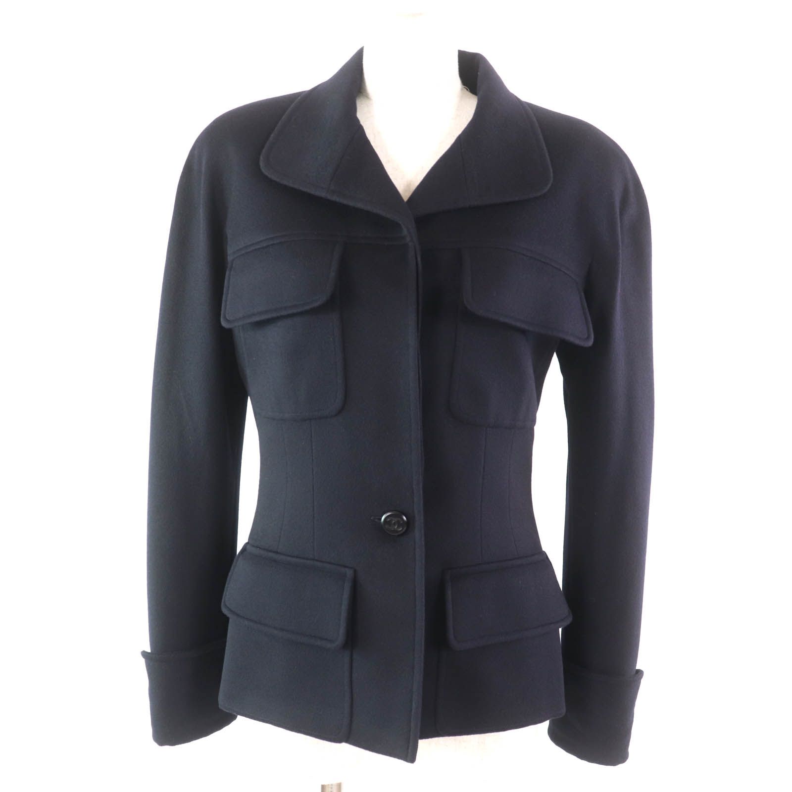 シャネル ジャケット ダークネイビー レディース 38 98A P12245