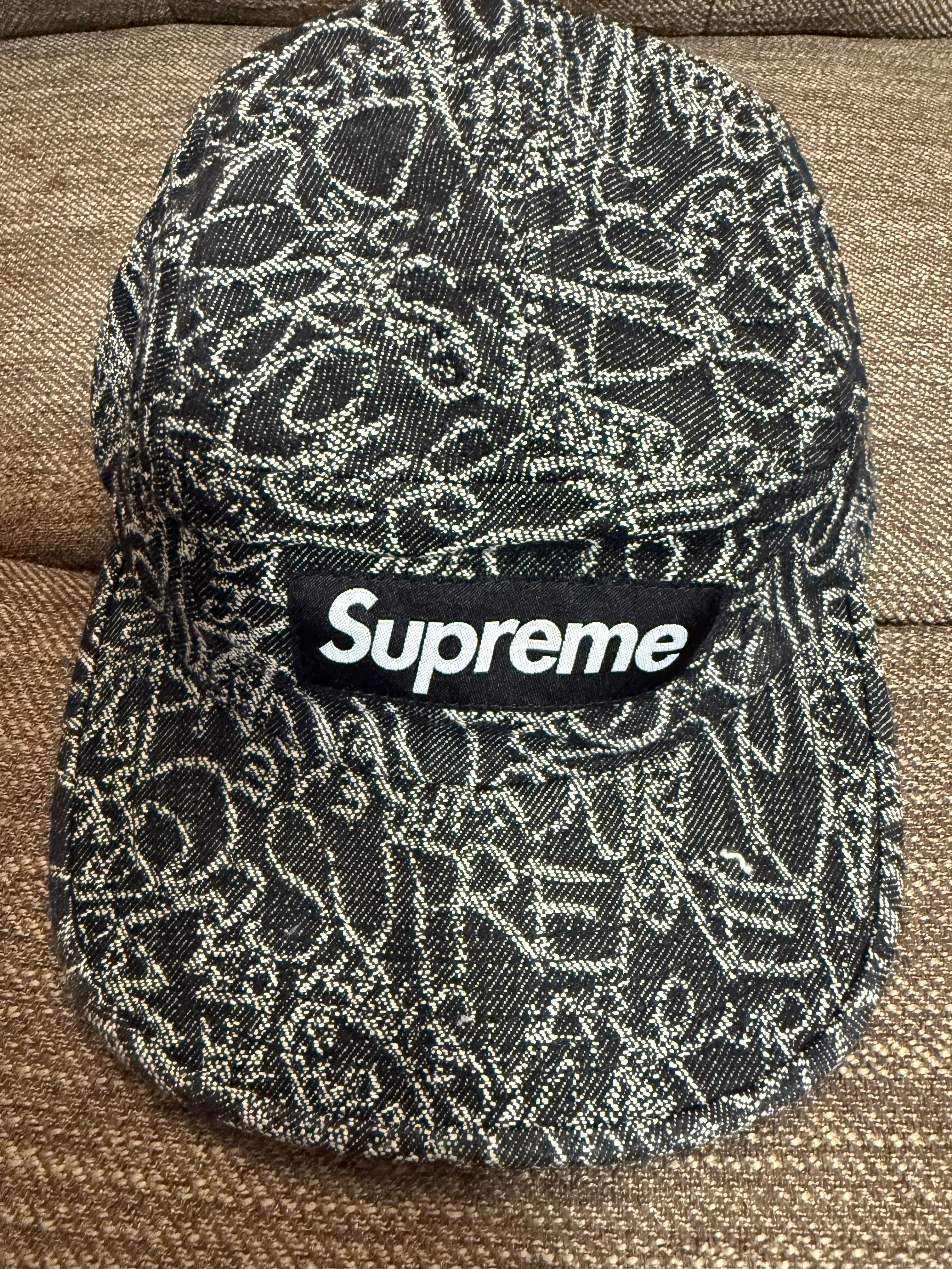 Supreme Handwriting Denim Camp Cap "Black"
