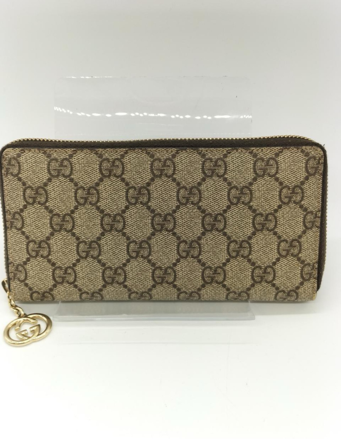 GUCCI GG Plus Zip Around Wallet "Beige/Brown"