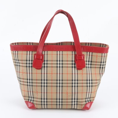 ■美品 バーバリー ノバ チェックハンドバッグ レザー×キャンバス