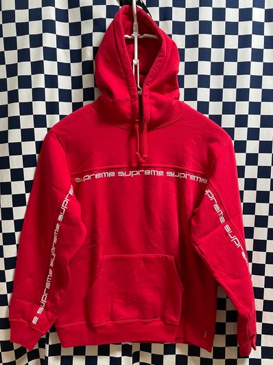 SupremeTextStripeHoodedSweatshirt