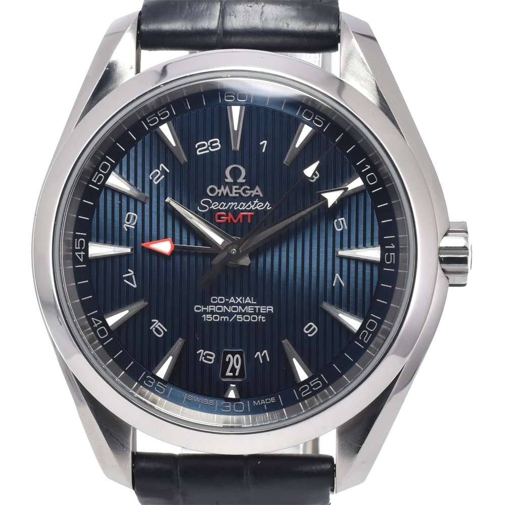 オメガ OMEGA 231.13.43.22.03.001 シーマスター アクアテラ コーアクシャル GMT ブルー 自動巻き メンズ 腕時計 I#150578