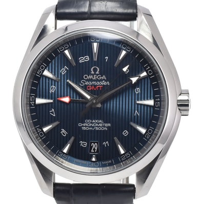オメガ OMEGA 231.13.43.22.03.001 シーマスター アクアテラ コーアクシャル GMT ブルー 自動巻き メンズ 腕時計 I#150578