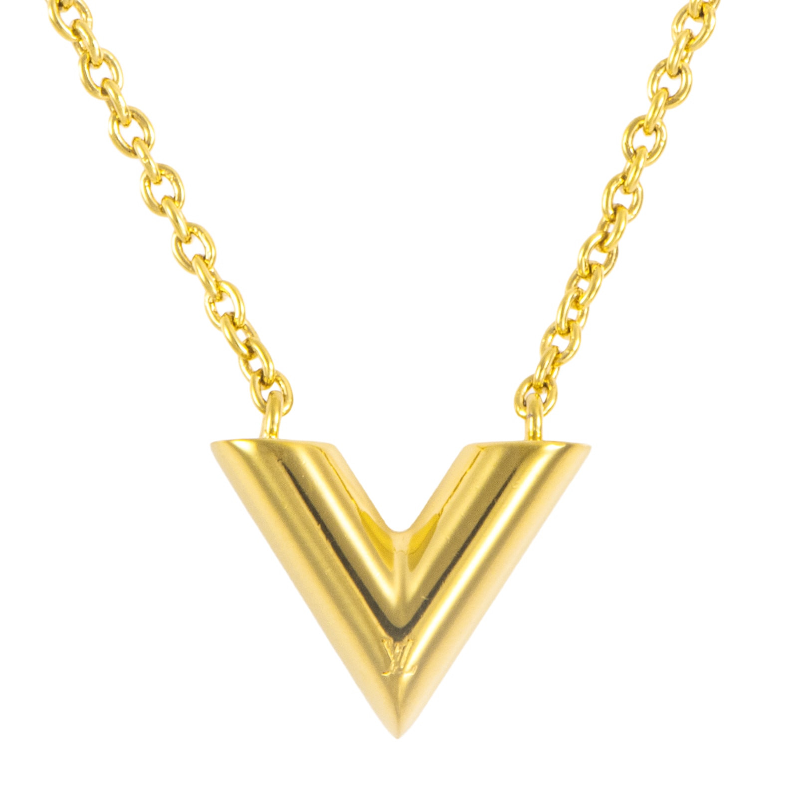 LOUIS VUITTON ルイ・ヴィトン エセンシャルV ネックレス M61083 メタル ゴールド【中古】