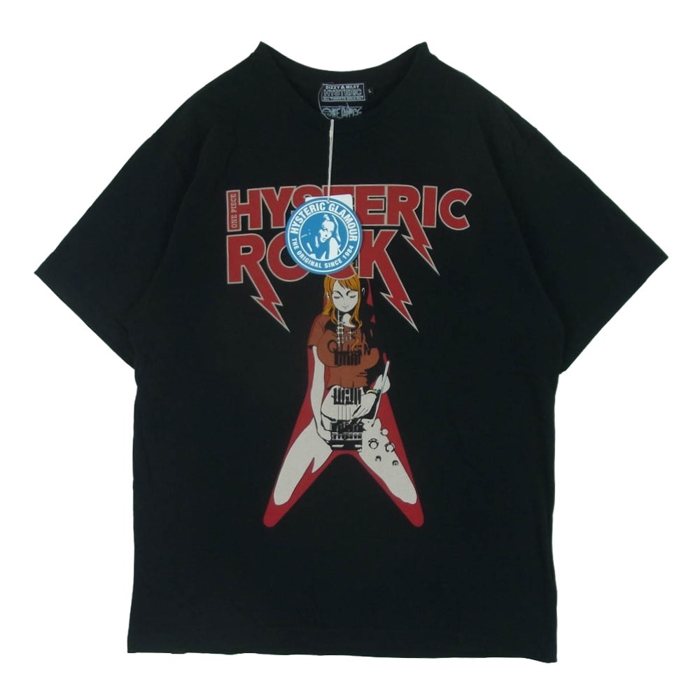 HYSTERIC GLAMOUR ヒステリックグラマー 25AW 02253CT15 ONE PIECE Nami FLYING V T-Shirt ワンピース ナミ プリント 半袖 Tシャツ ブラック系 L【中古】