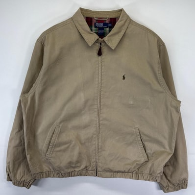古着 ポロバイラルフローレン Polo by Ralph Lauren スウィングトップジャケット 大きいサイズ ブルゾン ワンポイントロゴ 2XL ベージュ メンズ