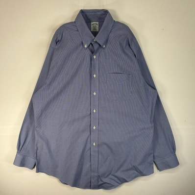 古着 ブルックスブラザーズ Brooks Brothers 長袖シャツ 千鳥格子 胸ポケ ボタンダウン XL ブルー系 チェック メンズ