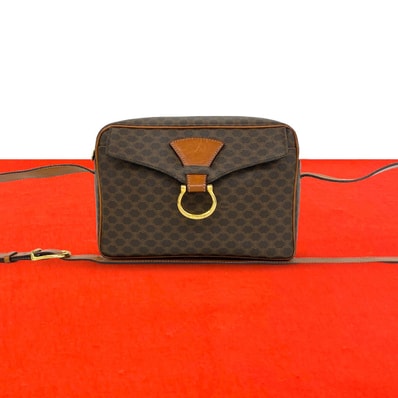 CELINE セリーヌ マカダム ブラゾン トリオンフ 柄 レザー PVC ショルダーバッグ ブラウン
62806