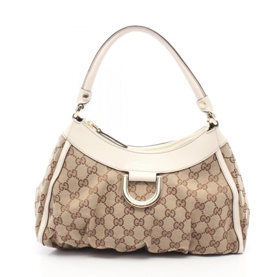 グッチ GUCCI アビー GGキャンバス ショルダーバッグ バッグ キャンバス レザー レディース ベージュ系 / ホワイト系 190525 【中古】