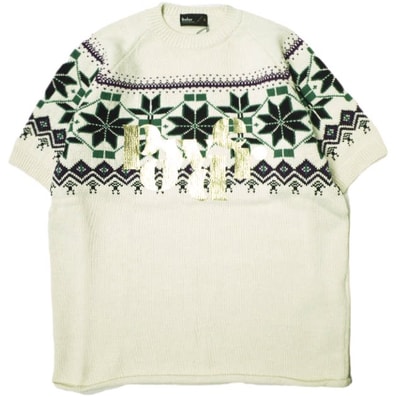 新品 kolor カラー 24SS 日本製 ノルディック柄ショートスリーブニット 24SCM-N02302 5 OFF WHITE セーター 定価69,300円 半袖 Tシャツ トップス g22135