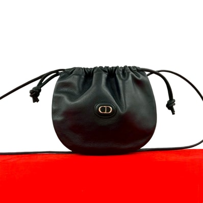 Christian Dior ディオール CD ロゴ 金具 レザー ショルダーバッグ ブラック
40332