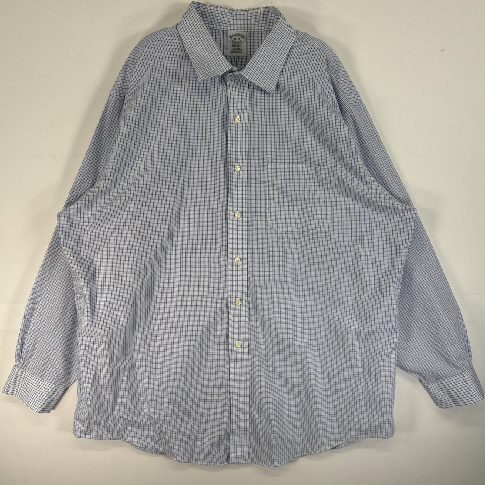 古着 ブルックスブラザーズ Brooks Brothers 長袖シャツ 胸ポケ 大きいサイズ CLASSIC 18-34 XL  ブルー系 チェック メンズ