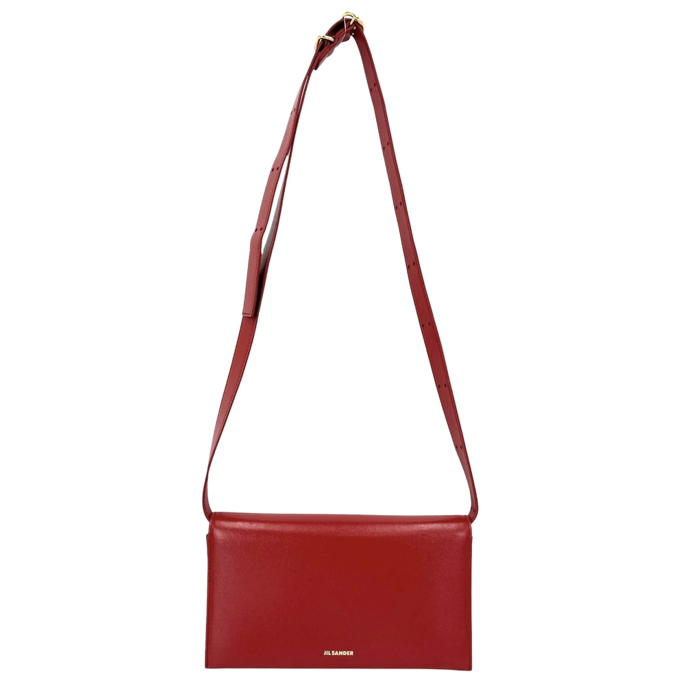 JIL SANDER ジルサンダー ショルダーバッグ オールデイ ショルダーウォレット 肩掛け 斜め掛け レザー    レッド 赤 ゴールド金具 レディース【中古品】