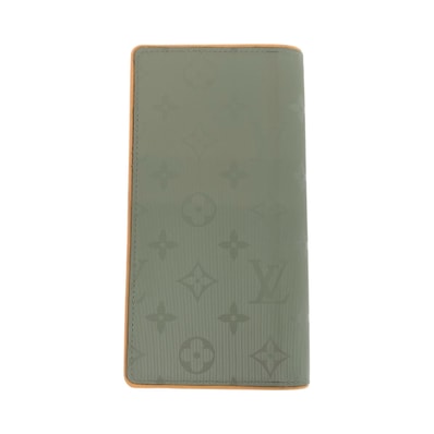 美品 LOUIS VUITTON ルイヴィトン モノグラム チタニウム ポルトフォイユ ブラザ グレー ブラウン シルバー金具 レザー 長財布 ロングウォレット 504412 【中古】