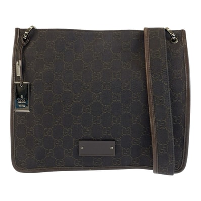 GUCCI グッチ ブラウン GGキャンバス レザー/ ショルダーバッグ ポシェット 604686 【中古】