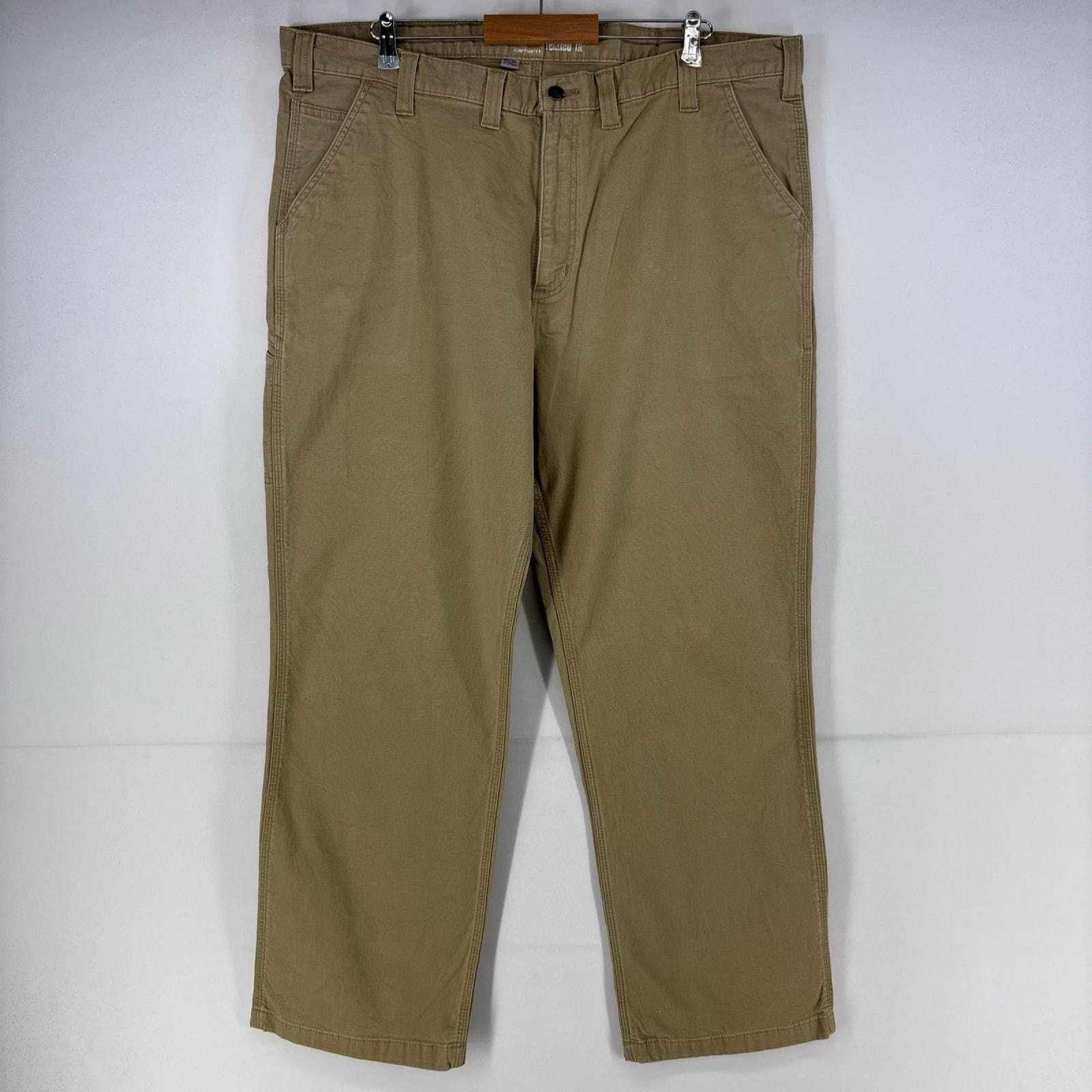 古着 カーハート Carhartt パンツ ワーク ジップ Relaxed Fit 5ポケット ストレート 大きいサイズ w44 L30  ベージュ メンズ
