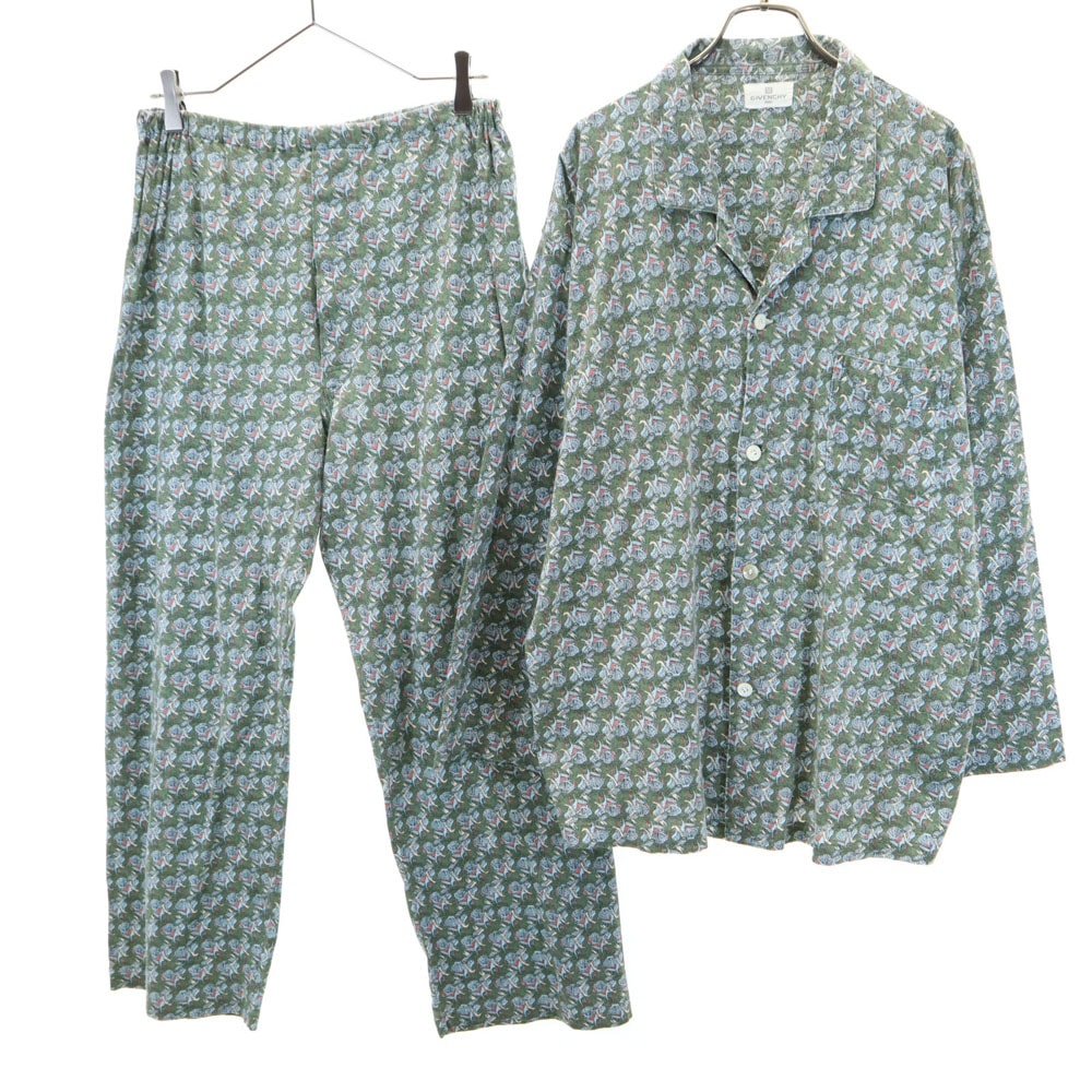 GIVENCHY ジバンシィ 日本製 総柄 長袖 ルームウェア 上下セットアップ グリーン系 パジャマ