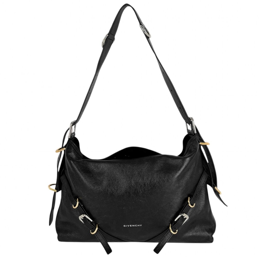 GIVENCHY ジバンシィ ショルダーバッグ ヴォワイユ― ミディアム ハンドバッグ 2WAY 肩掛け 斜め掛け ジバンシー レザー    ブラック 黒 ゴールド金具 レディース【中古品】
