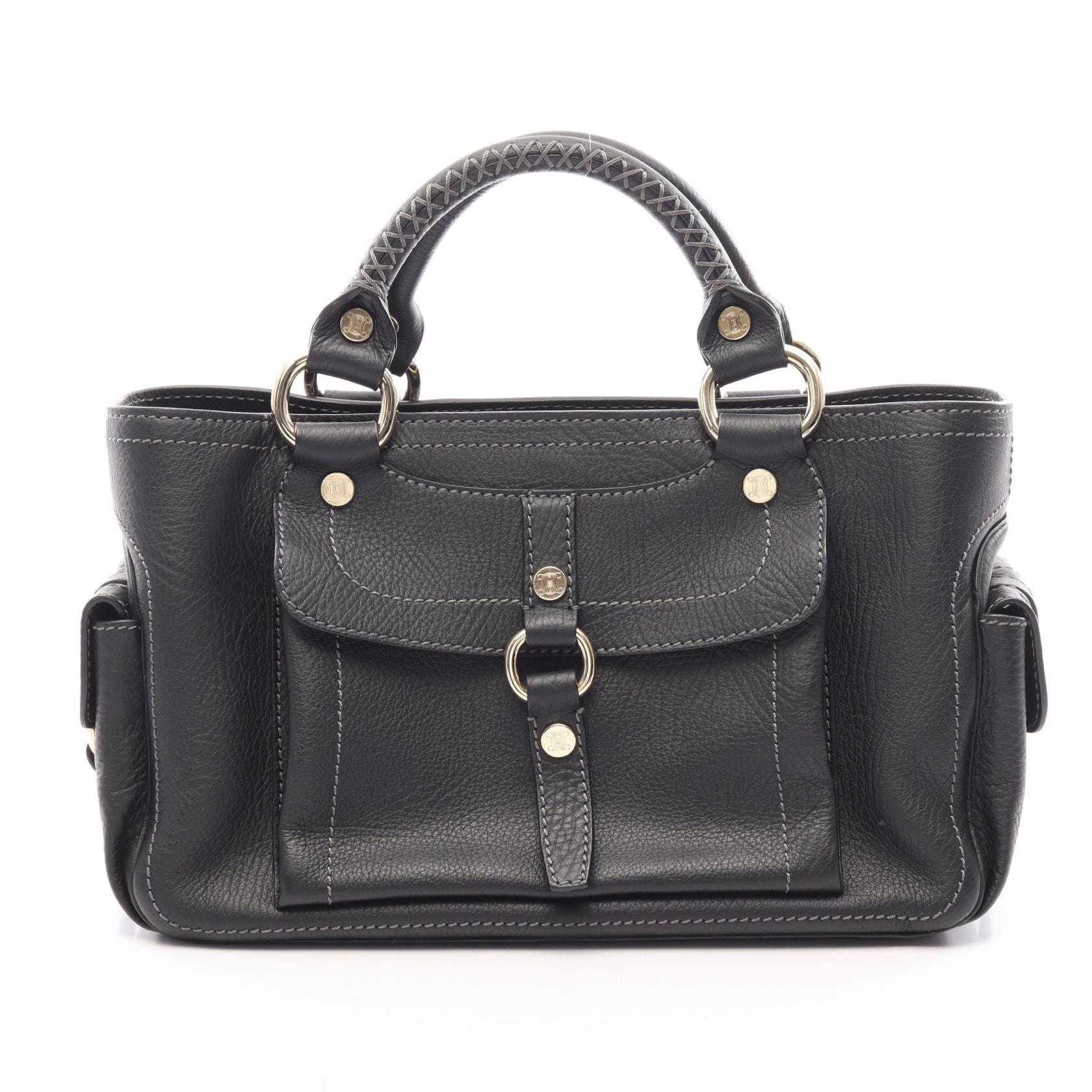 セリーヌ CELINE ブギーバッグ ハンドバッグ バッグ レザー レディース ブラック系 【中古】