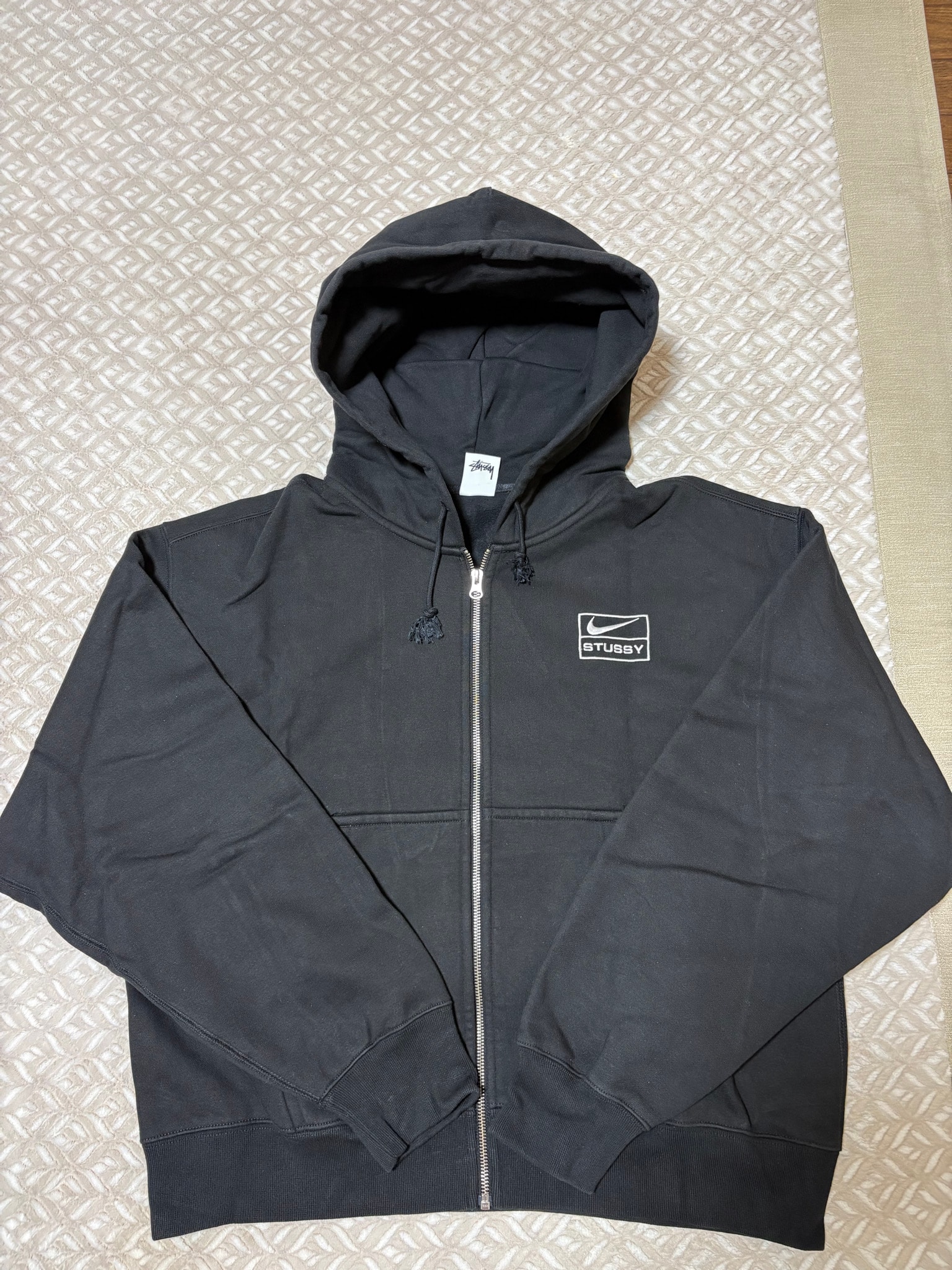 Stussy x Nike Stone Washed Fleece Zip Hoodie "Black" (US Size) FJ9175-010 