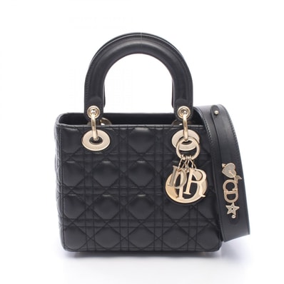 ディオール Dior My ABCDior レディディオール スモール カナージュ 2WAY ハンドバッグ バッグ レザー レディース ブラック系 【中古】